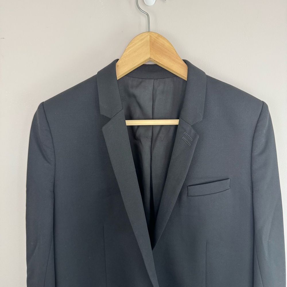 The Kooples One Button Blazer Jacket Black Wool Size IT 40 Minimalist - Picture 2 of 11